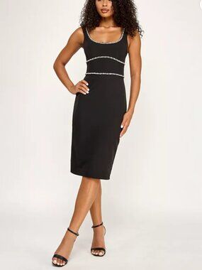 New! SENI & CADE Juniors' Rhinestone Trim Scoop Neck Midi Dress XS NWT